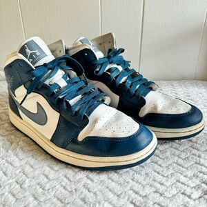 Nike Air Jordan 1 Mid Sneakers, Sky J French Blue White, BQ6472-414 W size 11
